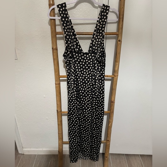 Urban Outfitters Delaney Polka Dot Plunge Dress With Slit Size Small - Picture 5 of 10